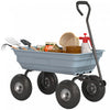 Outsunny Chariot de Jardin en Acier avec Poignee et Roues de 10\", Gris
