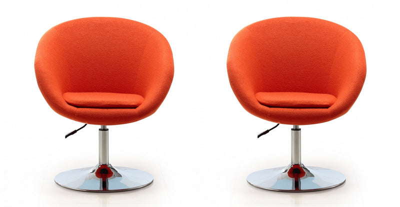 Fauteuil lounge pivotant moderne Hopper en tissu orange - Lot de 2