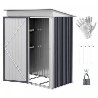 Outsunny 5x3 Ft Small Outdoor Storage Shed With Adjustable Shelf Dark Grey|Outsunny Remise De Rangement Exterieure En Metal Avec Portes Verrouillables