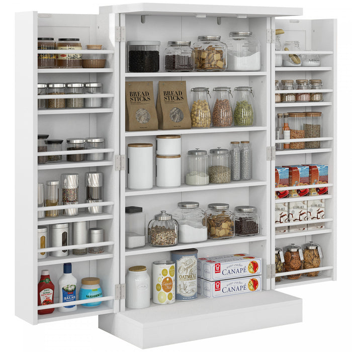 HOMCOM Garde-manger de cuisine 41\" avec 12 etageres a epices, blanc
