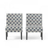 Lot De 2 Fauteuils D’appoint Oliver En Tissu aspect lin Avec Pieds En Bois D’hévéa - Bleu Et Multicolore