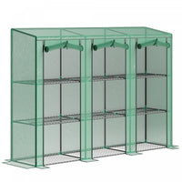Outsunny Mini Serre Adossee Avec 3 Etageres, 3 Portes Enroulables, Vert