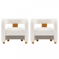  Fauteuil lounge moderne Amirah en velours blanc - Lot de 2