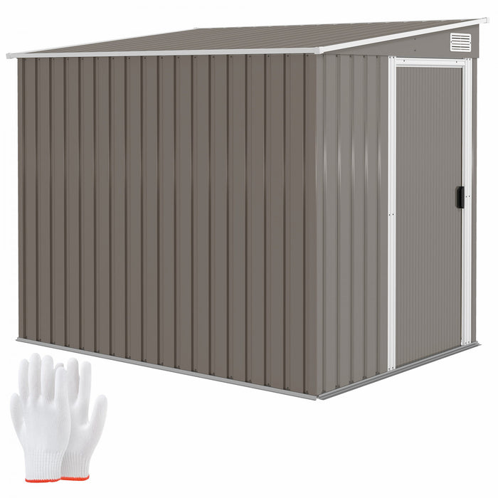 Outsunny Abri De Rangement Exterieur 5 X 7 Pieds Avec Fondation, Gris Clair