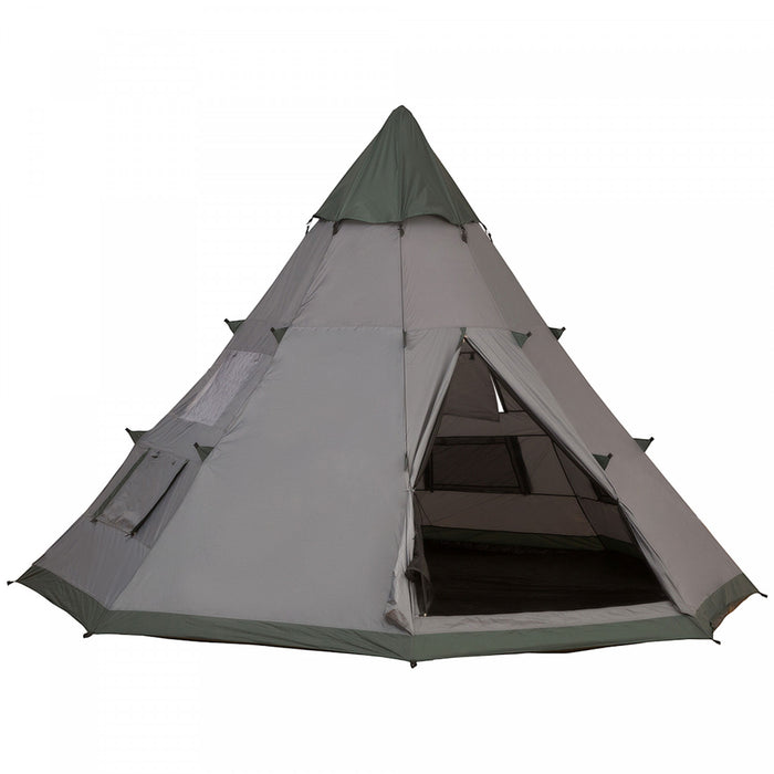 Outsunny Tente Tipi 6 Pers, Tente De Camping Avec Sac De Transport, Gris