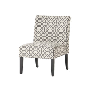 Fauteuil D’appoint Oliver En Tissu aspect lin Avec Pieds En Bois Caoutchouc - Gris Et Ivoire