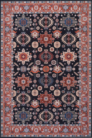 Tapis Etoile Noire Lavable Antiderapant A Poils Ras 5'x7'