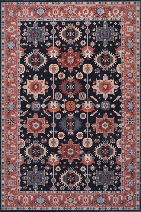 Tapis Etoile Noire Lavable Antiderapant A Poils Ras 5'x7'