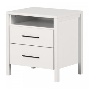 Gravity Table De Chevet 2 Tiroirs - Blanc Solide