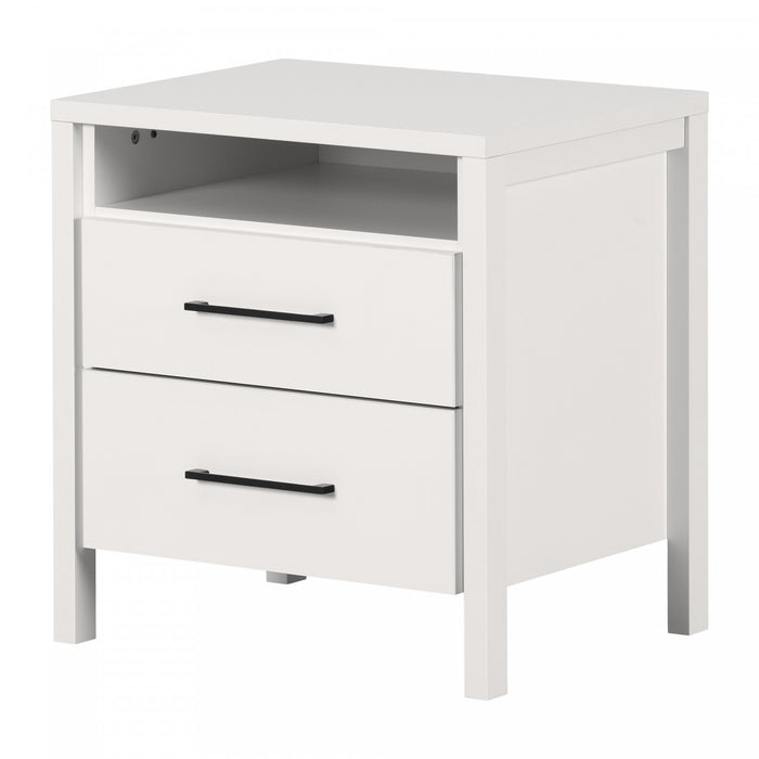 Gravity Table De Chevet 2 Tiroirs - Blanc Solide