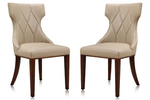 Ensemble 2 chaises de salle à manger Reine de Manhattan Comfort en similicuir - crème et noyer