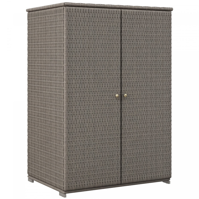 Outsunny Armoire De Rangement Exterieure En Osier Avec Etageres, Gris Fonce