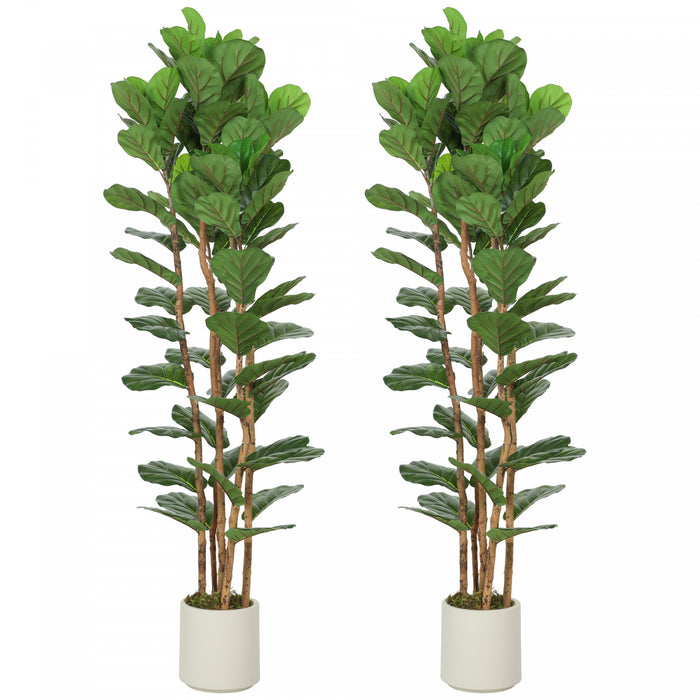 HOMCOM Ensemble de 2 faux figuiers lyre de 6pi pour decoration interieure