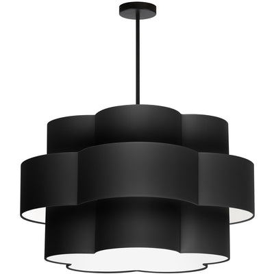 Dainolite Phlox 4 Light Chandelier Matte Black Black/White Shade Lamp|Lustre Phlox de Dainolite avec abat-jour noir et blanc, fini noir mat et 4 ampoules