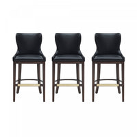 Tabouret de bar Blair moderne en bois avec assise rembourree, noir – Lot de 3