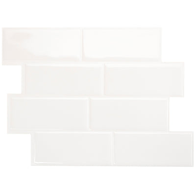 Smart Tiles Peel and Stick 4-Sheet 12 x 9 Backsplash - Metro Blanco|Dosseret Smart Tiles peler et coller 12 x 9, 4 feuilles - Metro Blanco