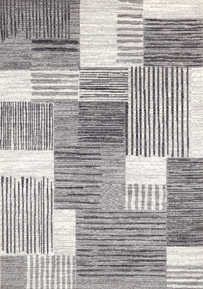 Forte White Grey Black Modern Striped Patches Area Rug - 5'3" x 7'5"|Carpette Forte blanche, grise et noire à motif de taches rayées modernes - 5 pi 3 po x 7 pi 5 po