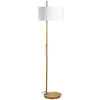 Lampe à pied Fitzgerald de Dainolite avec abat-jour blanc, fini laiton vieilli et 1 ampoule