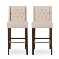  Ensemble De 2 Tabourets De Bar Bruce De 30,5 Po – Hauteur Comptoir – Pattes En Metal Et Tissu Rembourre - Beige