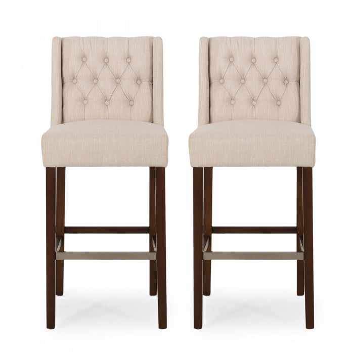 Ensemble De 2 Tabourets De Bar Bruce De 30,5 Po – Hauteur Comptoir – Pattes En Metal Et Tissu Rembourre, Beige