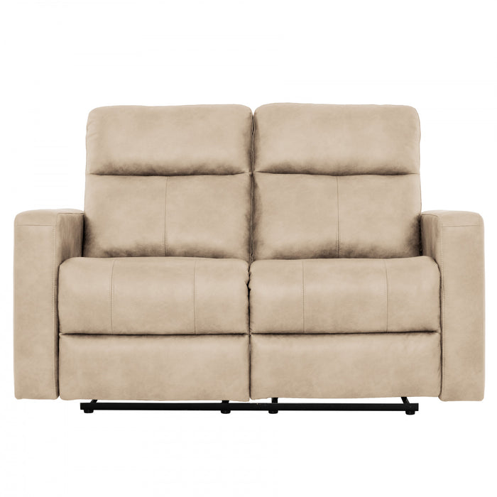 Causeuse inclinable manuelle Denton de 57 po en similicuir - Taupe