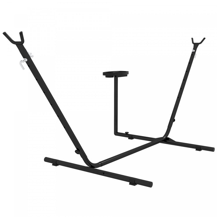 Outsunny Support de Hamac 300 cm avec Plateau Lateral, Cadre en Acier, Noir