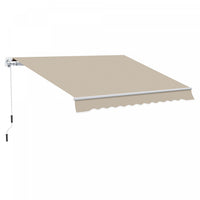 Outsunny 12' X 10' Auvent Retractable Manuel Abri Parasol Patio Exterieur Fenetre Terrasse Abri Exte
