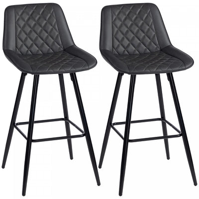 HOMCOM Bar Stools Set of 2, Counter Height, 27.25" Kitchen Stools, Black