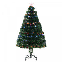 Homcom Arbre De Noel Artificiel A Fibre Optique Pre-illumine De 4 Pieds Avec 130 Branches Et Lumieres Led