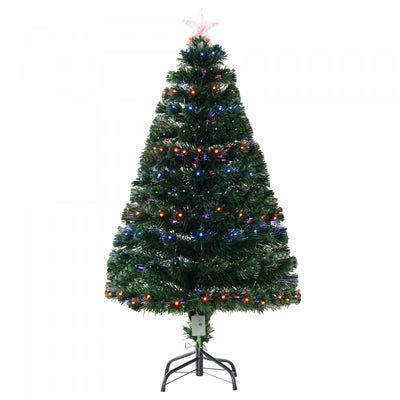 Homcom 4ft Artificial Pre-lit Fiber Optic Christmas Tree With 130 Branches And Led Lights|Homcom Arbre De Noel Artificiel A Fibre Optique Pre-illumine De 4 Pieds Avec 130 Branches Et Lumieres Led