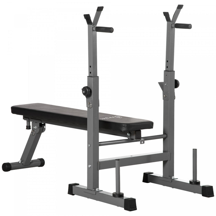 Soozier Banc De Musculation Pliable Hauteur Reglable Avec Support D'halteres Pour La Salle De Sport A Domicile, Banc D'entrainement Fitness Multi-usage Pour Musculation