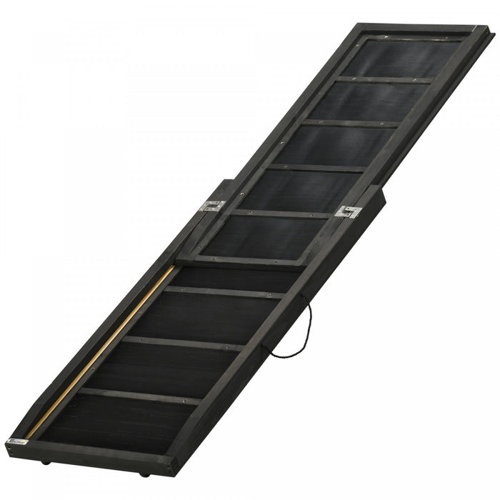 Pawhut Rampe Pliante Pour Chien, Rampe Portable Pour Animaux De 65 Pouces Avec Poignee De Transport, Rampe En Caoutchouc Antiderapant Pour Voitures Camions Et Vus, Noir