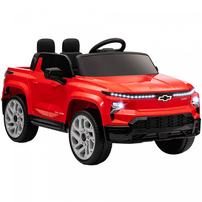 Qaba Voiture Electrique 12 V Pour Enfants, Chevrolet Silverado Ev Rst, Voiture Pour Enfants Alimentee Par Batterie Avec Telecommande Parentale, Suspension A Ressort, Rouge