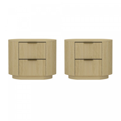 Olivia Manhattan Modern 27" Nightstand in Natural Oak (2-Drawer) - Set of 2 | Table de nuit moderne Olivia Manhattan 27" en chene naturel (2 tiroirs) - Lot de 2
