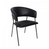 Fauteuil contemporain moderne en cuir vegetalien avec accoudoirs en metal noir - Lot de 2