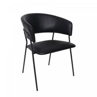 Fauteuil contemporain moderne en cuir vegetalien avec accoudoirs en metal noir - Lot de 2
