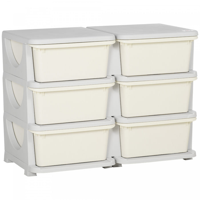 Qaba Unite De Rangement Pour Enfants A 3 Niveaux, 29,5\", Blanc Creme