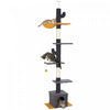 Pawhut Arbre A Chat Du Sol Au Plafond, Tour Pour Chat Avec Hauteur Reglable De 90,5\" A 108\", Centre D'activite A 5 Niveaux Avec Griffoirs, Balle Jouet Pour Chats, Gris Fonce