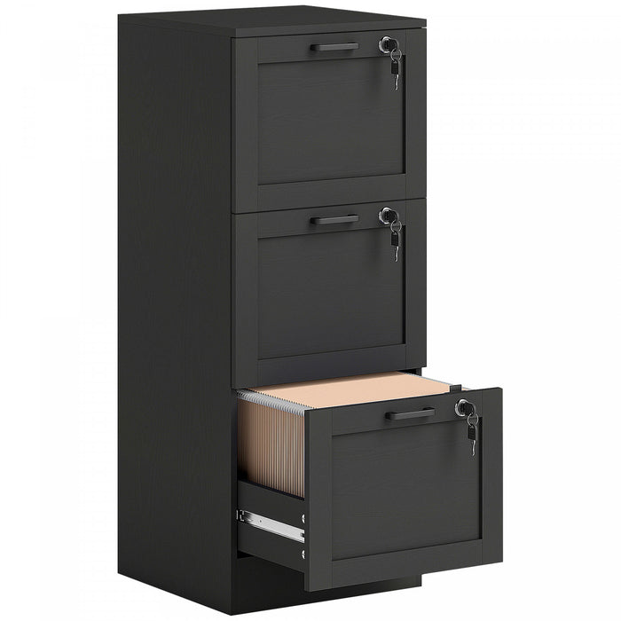 HOMCOM Classeur de bureau a 3 tiroirs, classeur vertical, noir