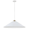 Luminaire suspendu Prudence de Dainolite avec abat-jour blanc mat, fini laiton vieilli et 1 ampoule