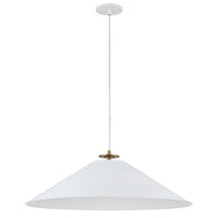 Luminaire suspendu Prudence de Dainolite avec abat-jour blanc mat, fini laiton vieilli et 1 ampoule