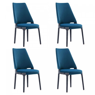 Kara Modern Wood Upholstered Dining Chair in Blue - Set of 4 | Chaise de salle a manger moderne en bois Kara avec revetement bleu - Lot de 4