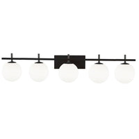 Lumière de coiffeuse Vivaldi de Dainolite avec fini noir mat et 5 ampoules