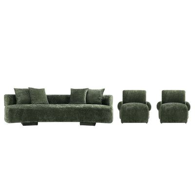 Verandah Mid-Century Modern 3-Piece Sofa Set in Olive Green | Ensemble canape 3 pieces Verandah style mid-century modern en vert olive