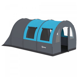 Outsunny Tente De Camping 5-6 Personnes, Tente Familiale Etanche, Gris/bleu