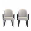 Fauteuil moderne en bois Hillman avec accoudoirs et revetement gris clair - Lot de 2