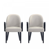 Fauteuil moderne en bois Hillman avec accoudoirs et revetement gris clair - Lot de 2