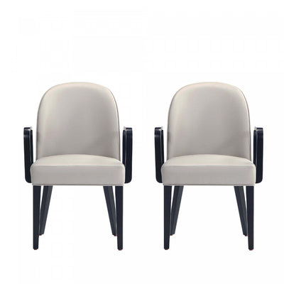 Hillman Modern Wood Upholstered Armchair in Light Gray - Set of 2 Dining Chair | Fauteuil moderne en bois Hillman avec accoudoirs et revetement gris clair - Lot de 2