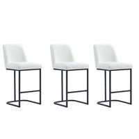  Tabouret de comptoir moderne en metal et tissu Serena, blanc - Lot de 3