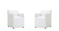 Fauteuil moderne en cuir vegetalien blanc Anna Square - Lot de 2